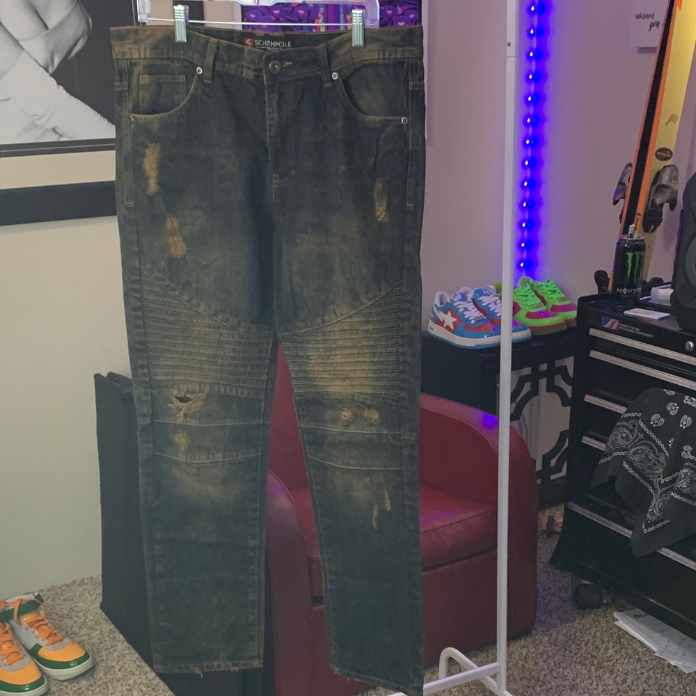 Vintage South Pole Distressed Black and Brown Jeans